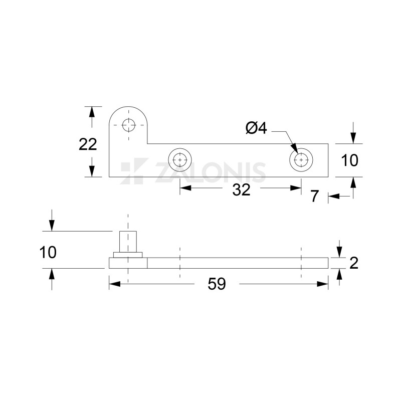 CORNER PIVOT HINGE 60mm / GOLD