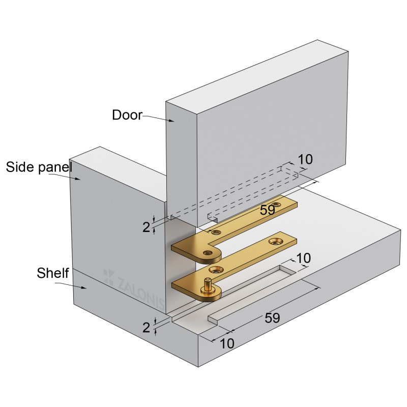 CORNER PIVOT HINGE 60mm / GOLD