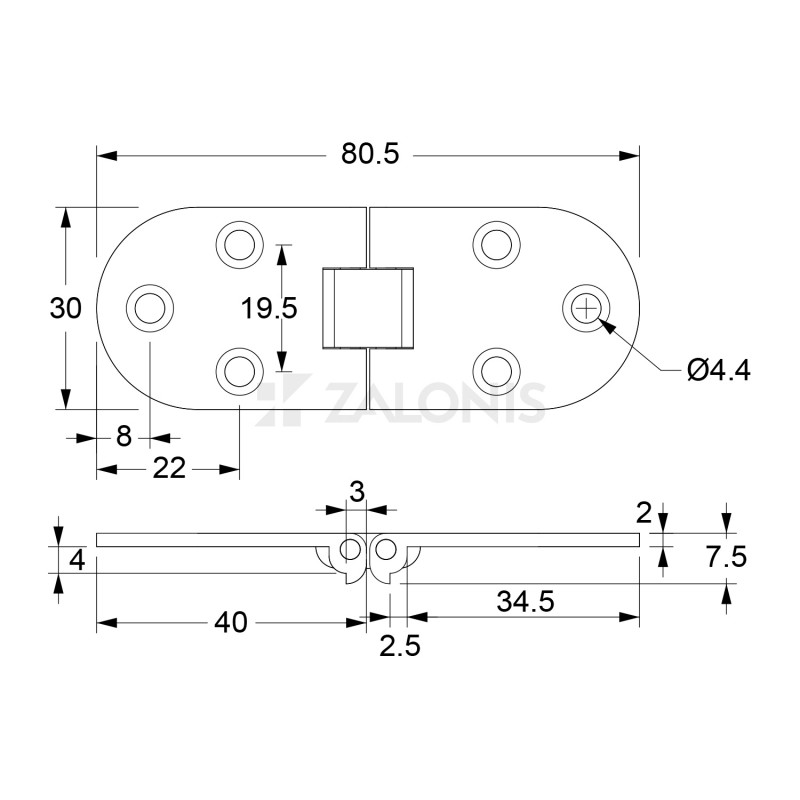 TRAY HINGE / ANTIQUE 