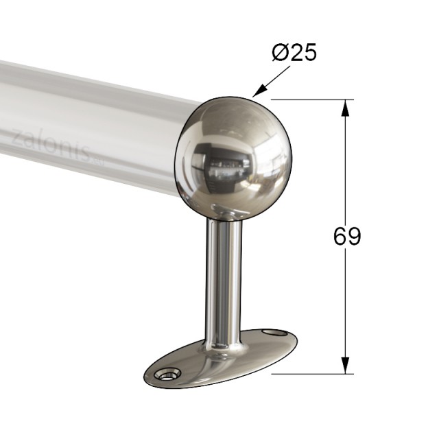 TUBE SUPPORT WITH CAP D.25 CHROME