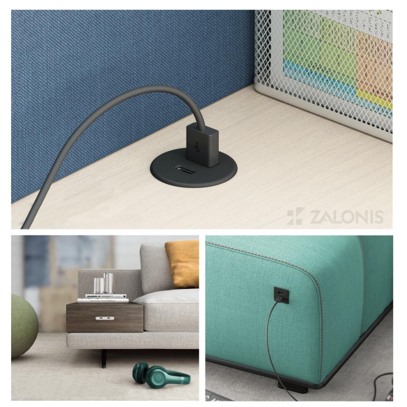 ΧΩΝΕΥΤΟΣ ΦΟΡΤΙΣΤΗΣ USB Φ.30 / ΛΕΥΚΟ / ΜΕ 2 ΘΥΡΕΣ USB