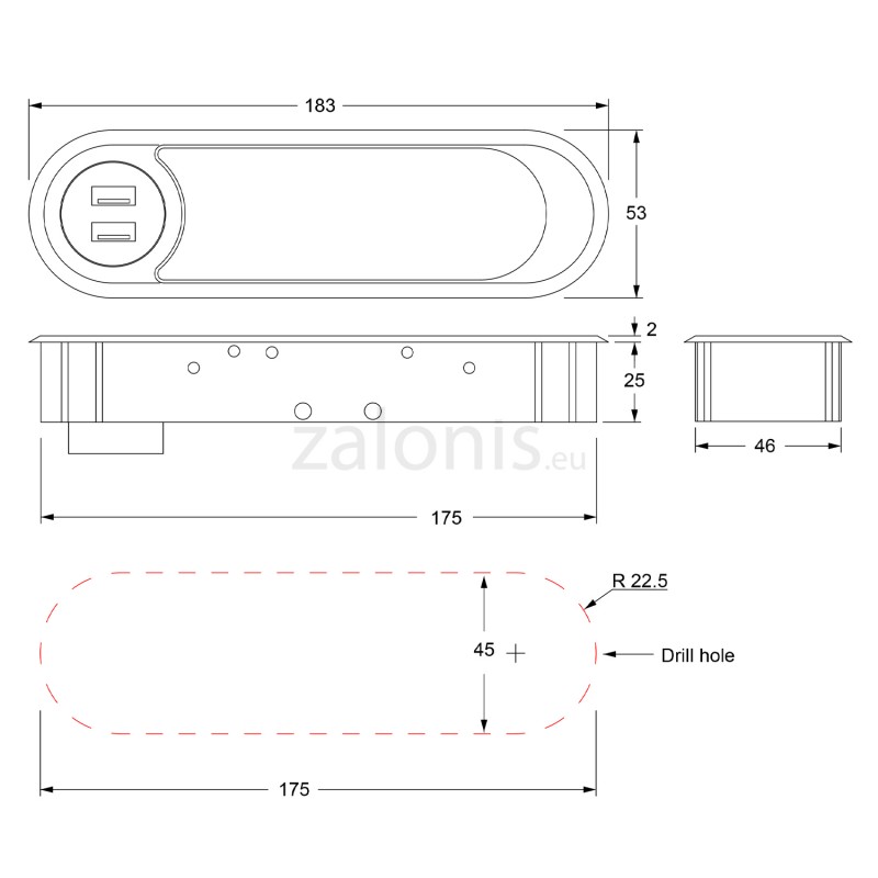 ΤΑΠΑ ΚΑΛΩΔΙΩΝ ΟΒΑΛ ΜΕ ΚΑΠΑΚΙ / 2 USB / ΜΑΥΡΗ ΤΑΠΕΣ ΚΑΛΩΔΙΩΝ - ΠΟΛΥΜΠΡΙΖΑ