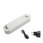 ΤΑΠΑ ΚΑΛΩΔΙΩΝ ΟΒΑΛ ΜΕ ΚΑΠΑΚΙ / 2 USB /  ΛΕΥΚΟ