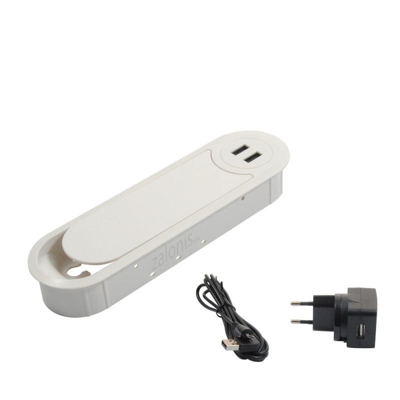 ΤΑΠΑ ΚΑΛΩΔΙΩΝ ΟΒΑΛ ΜΕ ΚΑΠΑΚΙ / 2 USB /  ΛΕΥΚΟ ΤΑΠΕΣ ΚΑΛΩΔΙΩΝ - ΠΟΛΥΜΠΡΙΖΑ