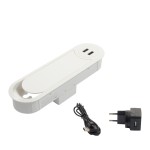 ΤΑΠΑ ΚΑΛΩΔΙΩΝ ΟΒΑΛ ΜΕ ΚΑΠΑΚΙ / 2 USB / 1 ΠΡΙΖΑ / ΛΕΥΚΟ