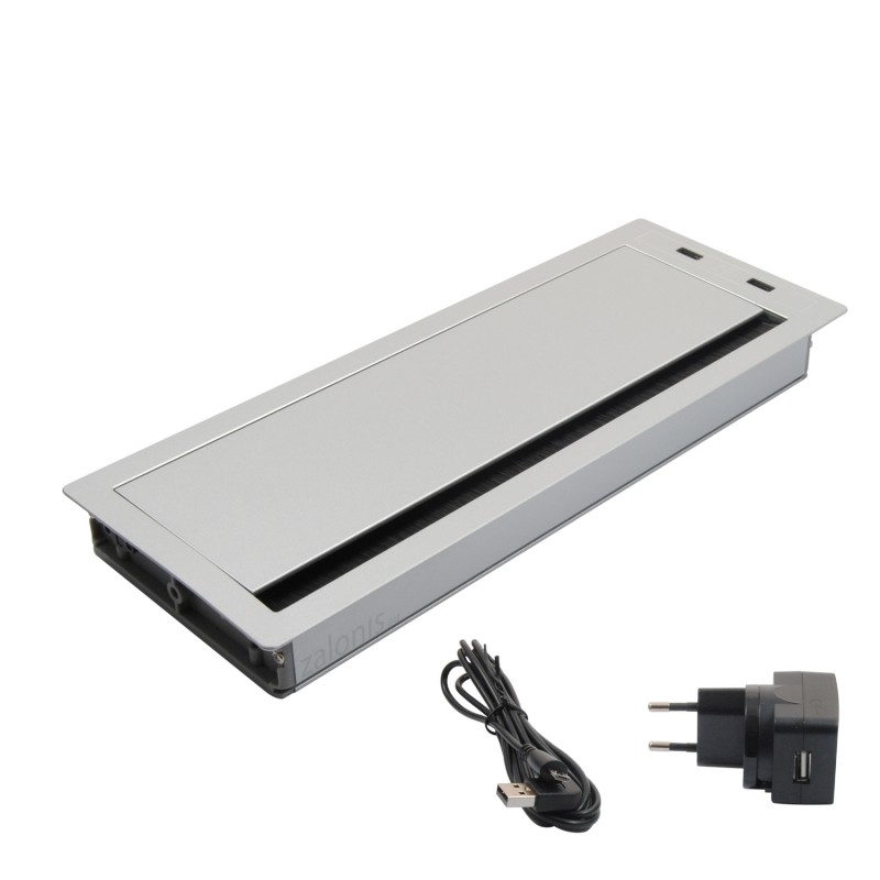ΤΑΠΑ ΤΕΤΡΑΓΩΝΗ ΚΑΛΩΔΙΩΝ 29.8x11.6 / 2 ΘΥΡΕΣ USB / ΑΛΟΥΜΙΝΙΟ ΜΑΤ ΤΑΠΕΣ ΚΑΛΩΔΙΩΝ - ΠΟΛΥΜΠΡΙΖΑ