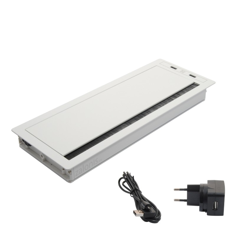 ΤΑΠΑ ΤΕΤΡΑΓΩΝΗ ΚΑΛΩΔΙΩΝ 29.8x11.6 / 2 ΘΥΡΕΣ USB / ΛΕΥΚΟ ΜΑΤ ΤΑΠΕΣ ΚΑΛΩΔΙΩΝ - ΠΟΛΥΜΠΡΙΖΑ