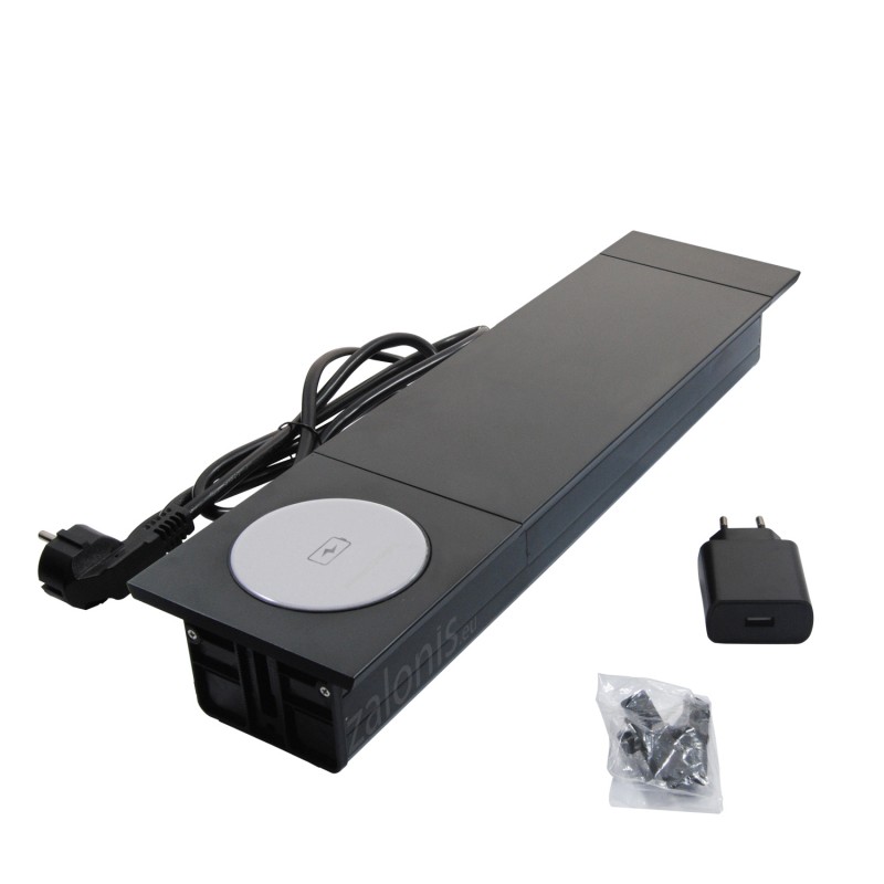 ΤΕΤΡΑΓΩΝΟ ΠΟΛΥΜΠΡΙΖΟ ΓΡΑΦΕΙΟΥ / WIRELESS CHARGER / ΜΑΥΡΟ ΜΑΤ ΤΑΠΕΣ ΚΑΛΩΔΙΩΝ - ΠΟΛΥΜΠΡΙΖΑ