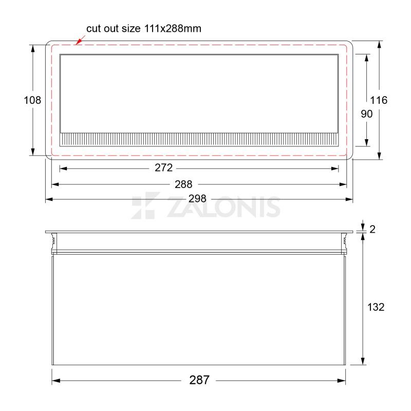 ΚΟΥΤΙ ΜΕ ΤΑΠΑ ΚΑΛΩΔΙΩΝ ΤΕΤΡΑΓΩΝΗ 29.8x11.6 / ΜΑΥΡΟ ΜΑΤ