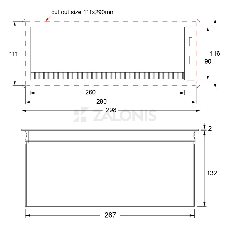 ΚΟΥΤΙ ΜΕ ΤΑΠΑ ΚΑΛΩΔΙΩΝ ΤΕΤΡΑΓΩΝΗ 29.8x11.6 / 2 ΘΥΡΕΣ USB / ΜΑΥΡΟ ΜΑΤ ΤΑΠΕΣ ΚΑΛΩΔΙΩΝ - ΠΟΛΥΜΠΡΙΖΑ