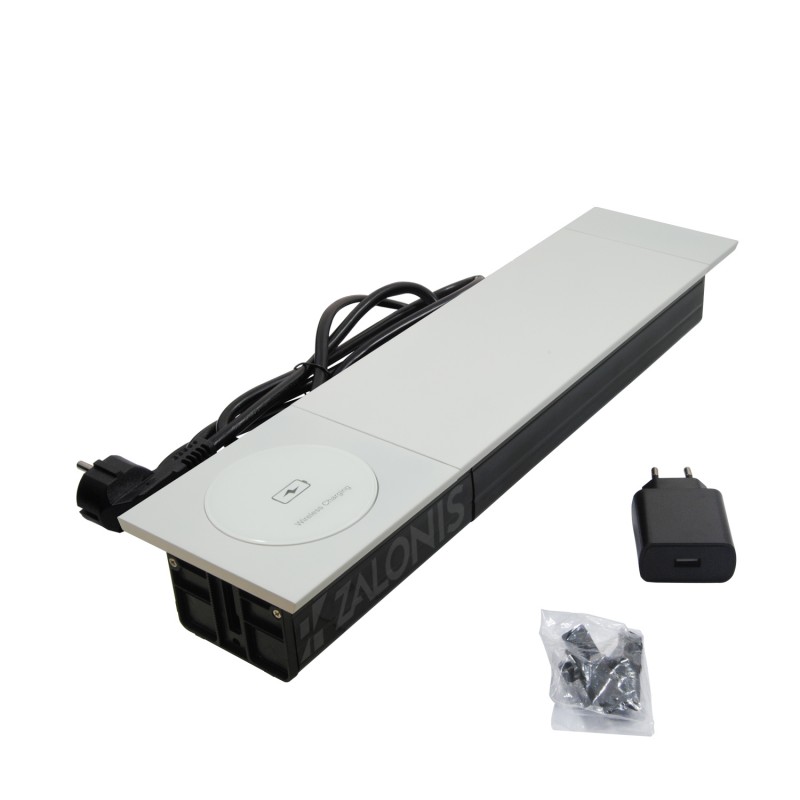 ΤΕΤΡΑΓΩΝΟ ΠΟΛΥΜΠΡΙΖΟ ΓΡΑΦΕΙΟΥ / WIRELESS CHARGER / ΛΕΥΚΟ ΜΑΤ ΤΑΠΕΣ ΚΑΛΩΔΙΩΝ - ΠΟΛΥΜΠΡΙΖΑ