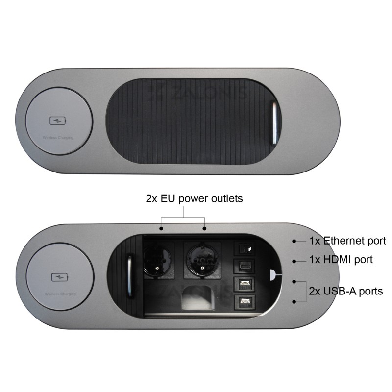 ΣΥΡΤΑΡΩΤΟ ΠΟΛΥΜΠΡΙΖΟ ΓΡΑΦΕΙΟΥ / WIRELESS CHARGER / ΓΚΡΙ ΜΑΤ ΤΑΠΕΣ ΚΑΛΩΔΙΩΝ - ΠΟΛΥΜΠΡΙΖΑ