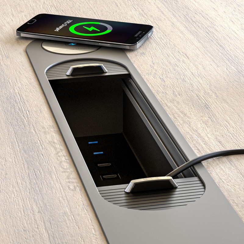 ΣΥΡΤΑΡΩΤΟ ΠΟΛΥΜΠΡΙΖΟ ΓΡΑΦΕΙΟΥ ΜΕΓΑΛΟ / WIRELESS CHARGER / ΓΚΡΙ ΜΑΤ