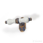 WINDOW HANDLE  WITH WHITE PORCELAIN / BLUE ANTIQUE