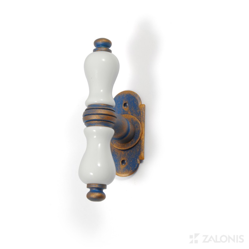 WINDOW HANDLE  WITH WHITE PORCELAIN / BLUE ANTIQUE WINDOW HANDLES