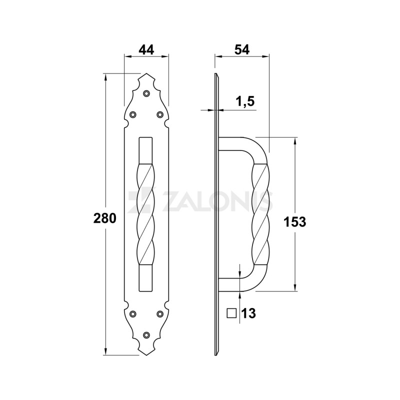 BLACK PULL HANDLE FOR DOOR AMIG