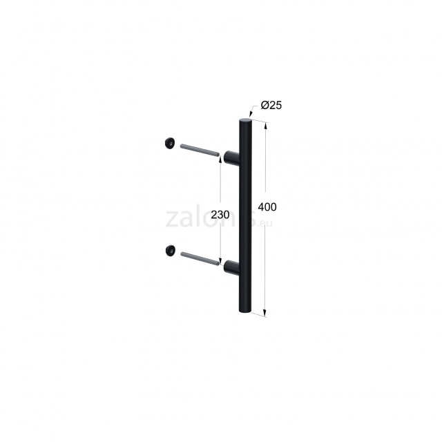 INOX PULL HANDLE FOR DOOR / MAT BLACK / L400 - C230