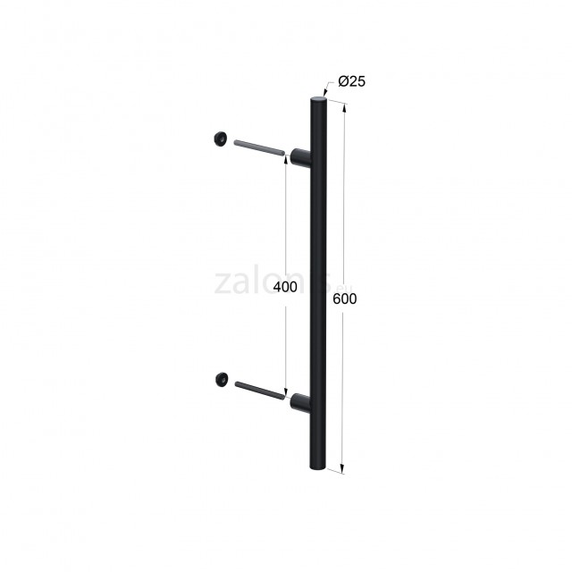 INOX PULL HANDLE FOR DOOR / MAT BLACK / L600 - C400