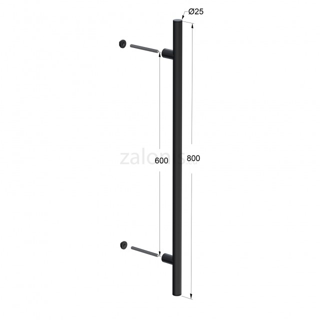 INOX PULL HANDLE FOR DOOR / MAT BLACK / L800 - C600