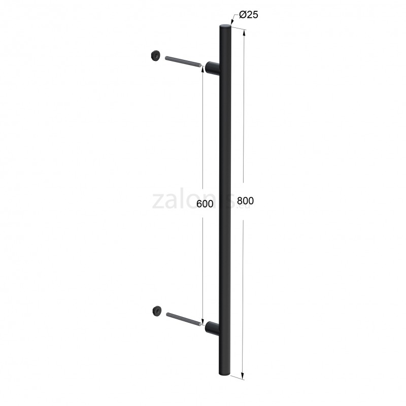 INOX PULL HANDLE FOR DOOR / MAT BLACK / L800 - C600