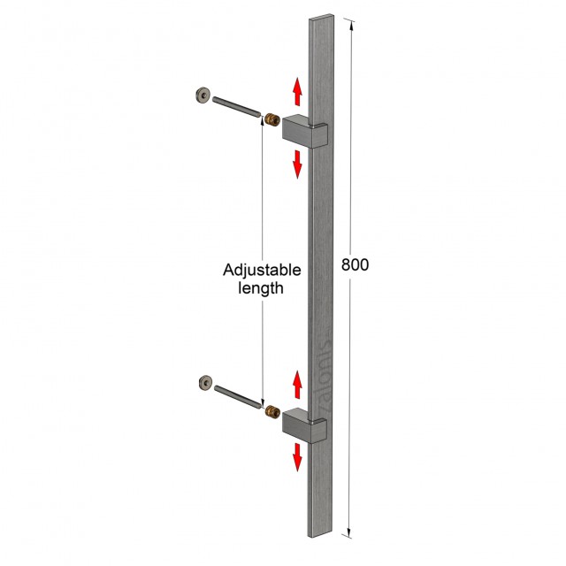 SQUARE INOX PULL HANDLE FOR DOOR / MAT INOX 304 / L800