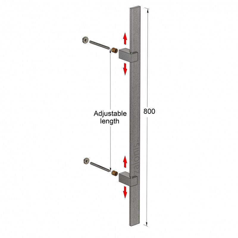 SQUARE INOX PULL HANDLE FOR DOOR / MAT INOX 304 / L800