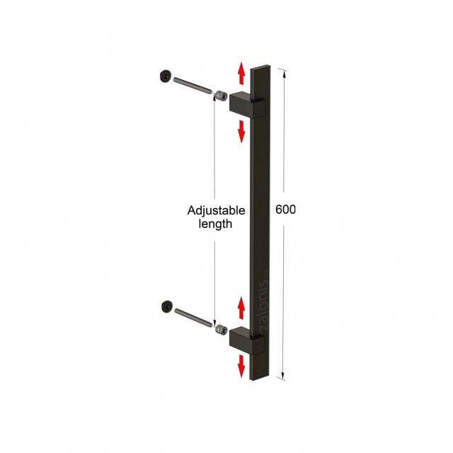 SQUARE INOX PULL HANDLE FOR DOOR / MAT BLACK / L600