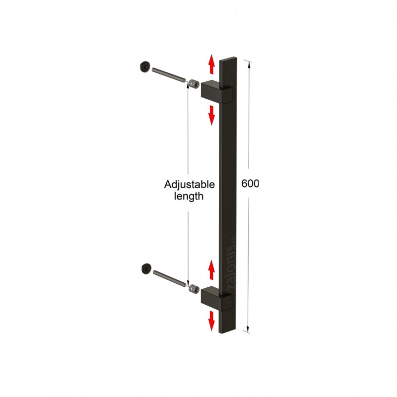 SQUARE INOX PULL HANDLE FOR DOOR / MAT BLACK / L600