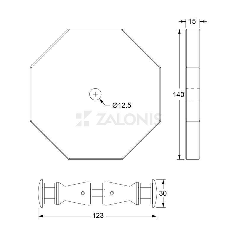 OCTAGON GLASS DOOR KNOB FOR GLASS DOOR / CHROME KNOBS FOR DOOR
