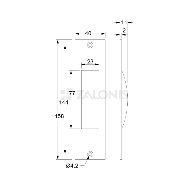 SQUARE PULL FOR SLIDING DOOR WITHOUT HOLE / MAT BLACK DOOR INSET HANDLES-PULLS