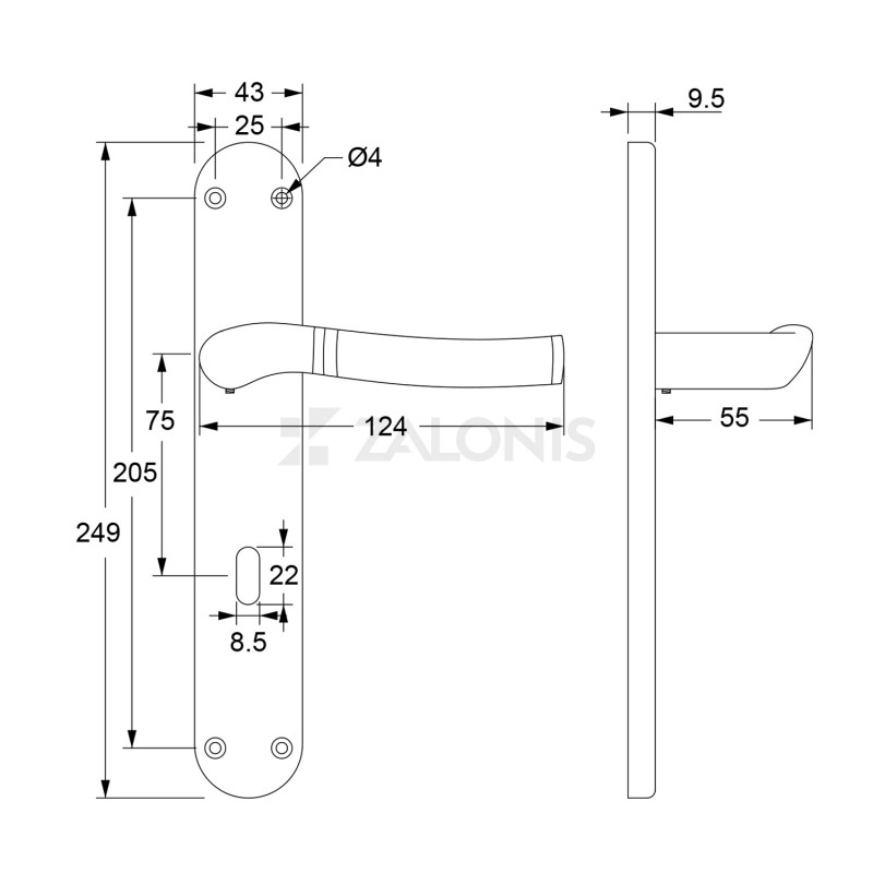 SISSY DOOR HANDLE PLATE / MATT NICKEL