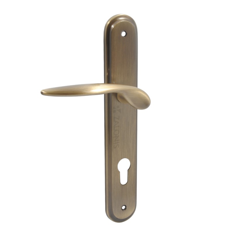 ENTRANCE HANDLE SPIRIT PLATE ROUND / ANTIQUE / LEFT ENTRANCE DOOR HANDLES