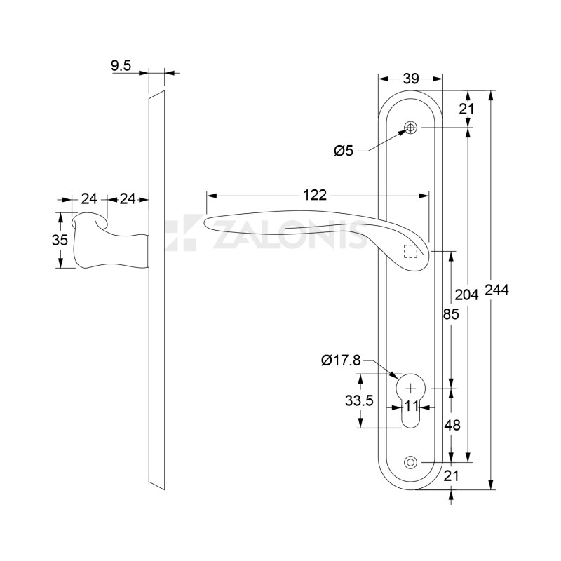 ENTRANCE HANDLE SPIRIT PLATE ROUND / MATT NICKEL / LEFT ENTRANCE DOOR HANDLES