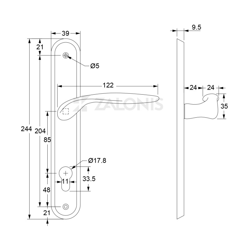 ENTRANCE HANDLE SPIRIT PLATE ROUND / MATT NICKEL / RIGHT ENTRANCE DOOR HANDLES