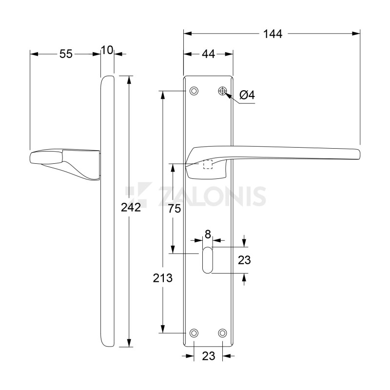 ITACA PLATE SQUARE / MATT BLACK DOOR HANDLES