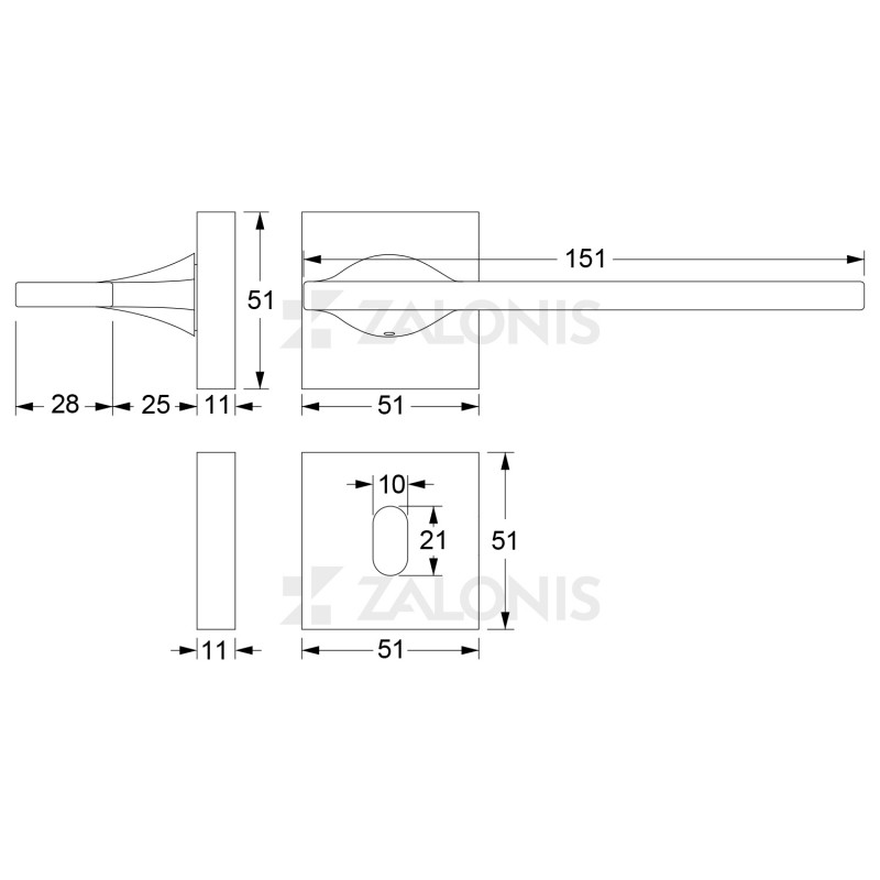COUPE SQUARE ROSETTE / MATT NICKEL