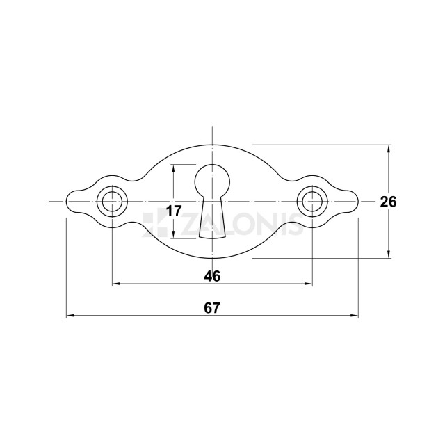 HORIZONTAL FLAT KEYHOLE 26x67x1.5 / MAT BLACK
