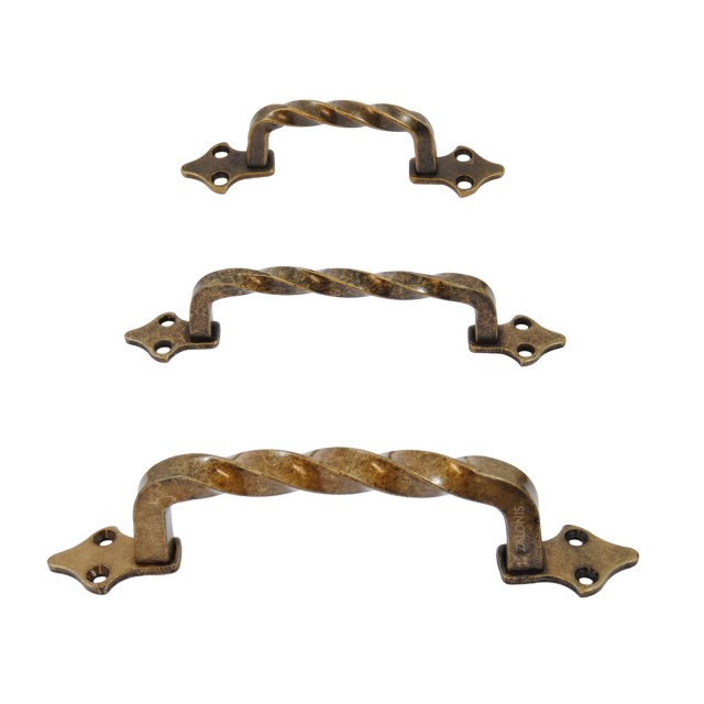 TWISTED PULL HANDLE WITH EXTERNAL SCREWS / ANTIQUE 