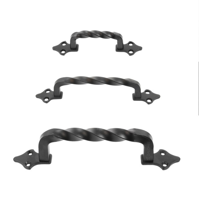 TWISTED PULL HANDLE WITH EXTERNAL SCREWS / MAT BLACK