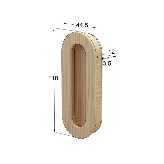 WOODEN INSET PULL ROUND / 110x45 mm / BEECH