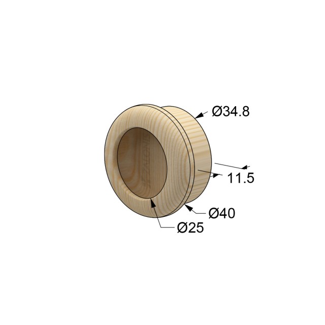 WOODEN INSET PULL ROUND / HOLE D. 35mm / BEECH