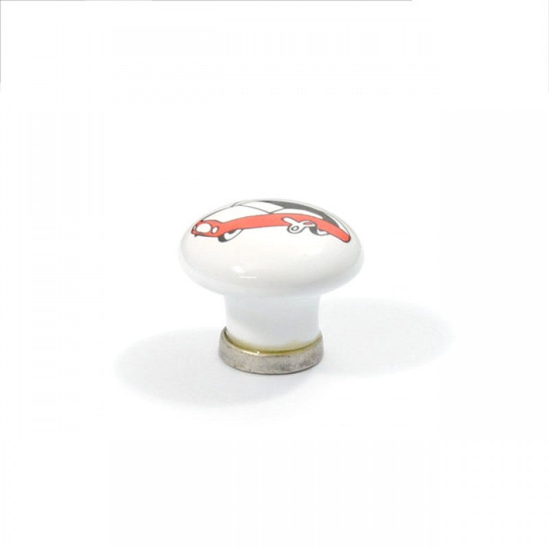 KID WHITE PORCELAIN CAR KNOB - ARGENTO BASE PORCELAIN KID COLLECTION