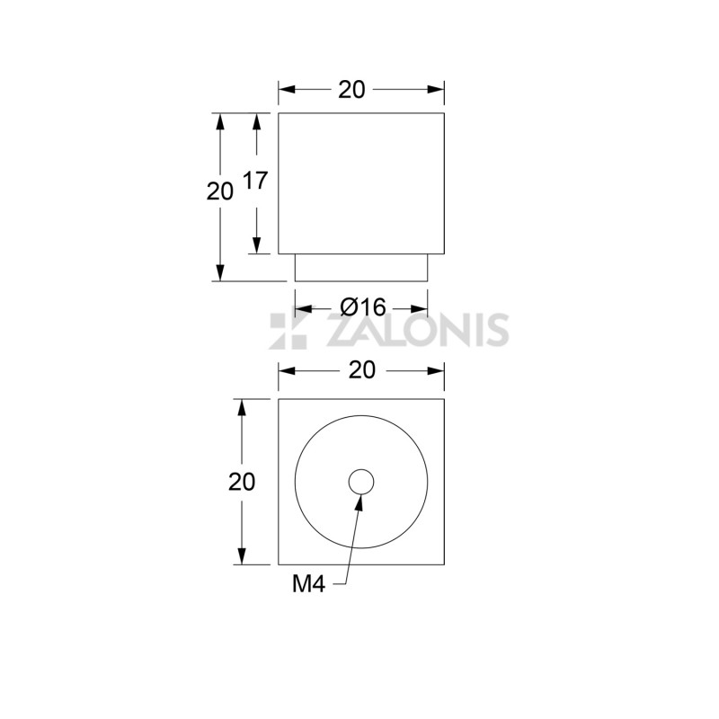 SQUARE FURNITURE KNOB 7006 / MATT GOLD MODERN COLLECTION