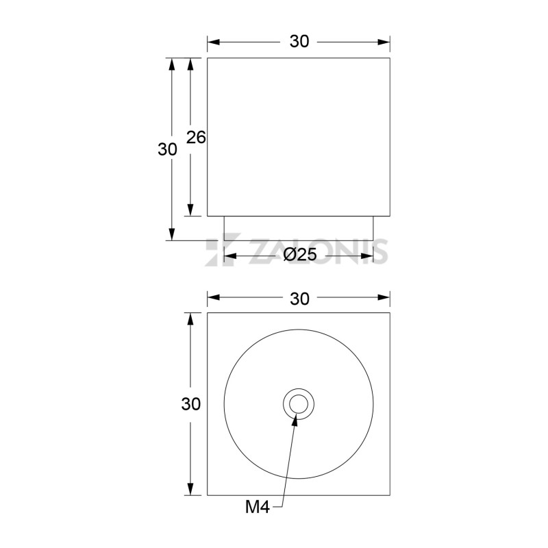 SQUARE FURNITURE KNOB 7006 / MATT NICKEL