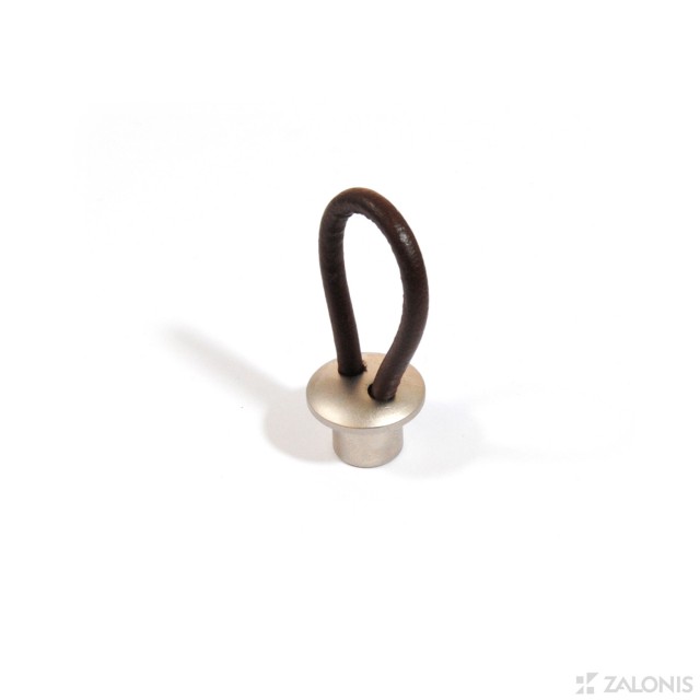 FURNITURE KNOB WITH DARK LEATHER 20 HORIZONTAL / MAT NICKEL