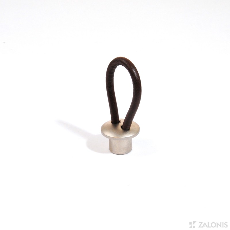 FURNITURE KNOB WITH DARK LEATHER 20 HORIZONTAL / MAT NICKEL MODERN COLLECTION