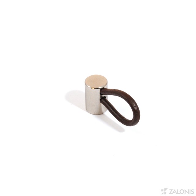 FURNITURE KNOB WITH DARK LEATHER 14 VERTICAL / MAT NICKEL