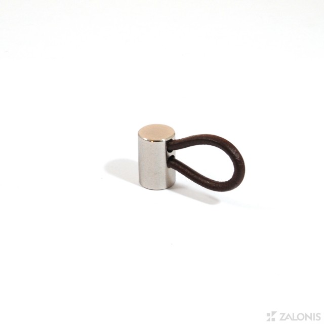 FURNITURE KNOB WITH DARK LEATHER 14 VERTICAL / MAT NICKEL