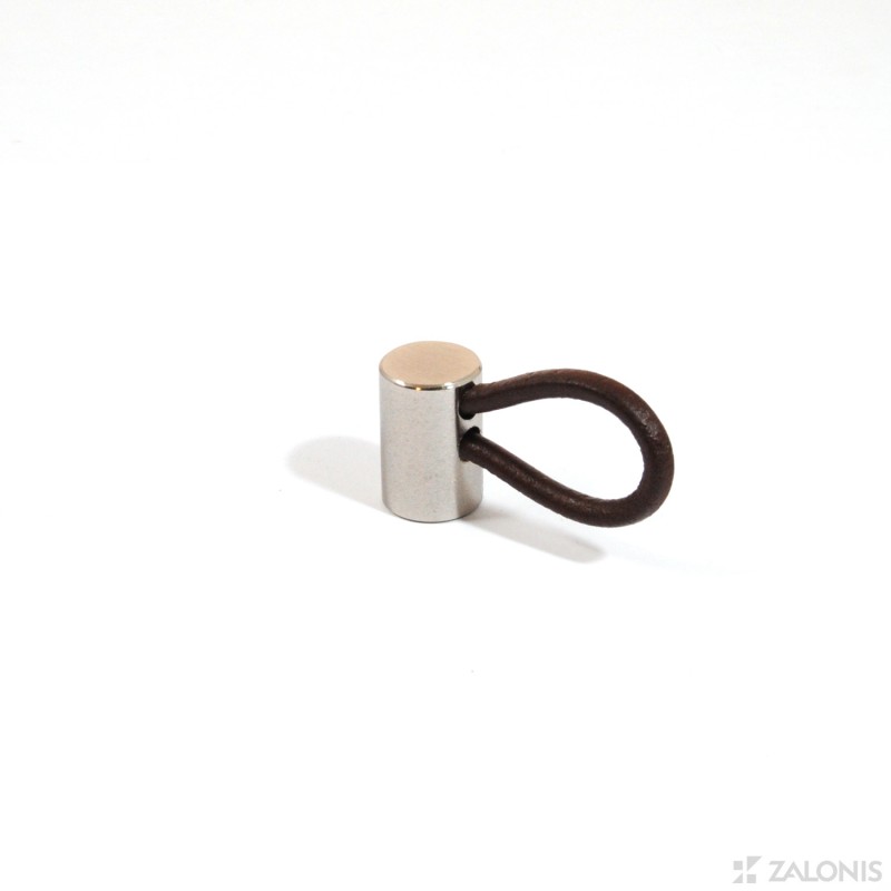 FURNITURE KNOB WITH DARK LEATHER 14 VERTICAL / MAT NICKEL MODERN COLLECTION