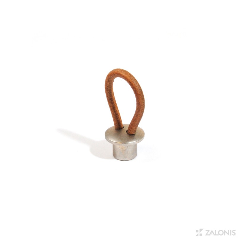 FURNITURE KNOB WITH LEATHER 20 HORIZONTAL / MAT NICKEL MODERN COLLECTION
